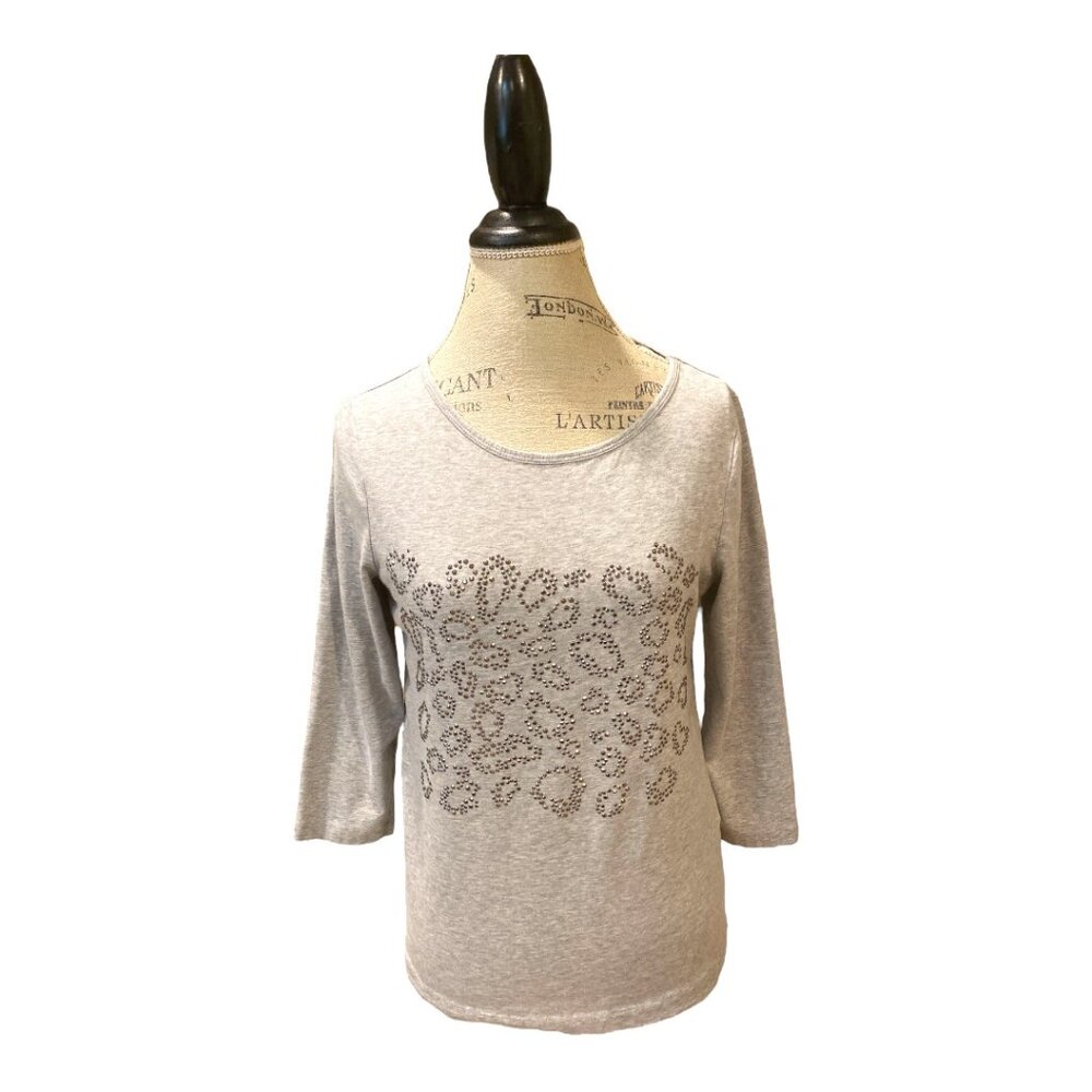 Zenergy by Chico's Metallic Embellished 3/4 Sleeve Blouse Women's Size Small/4